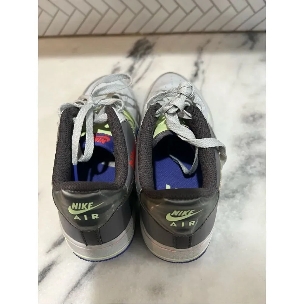 Nike Boys Air Force 1 CT1628-001 Grey Mint Blue Running Shoes Lace Up Size 6.5Y
